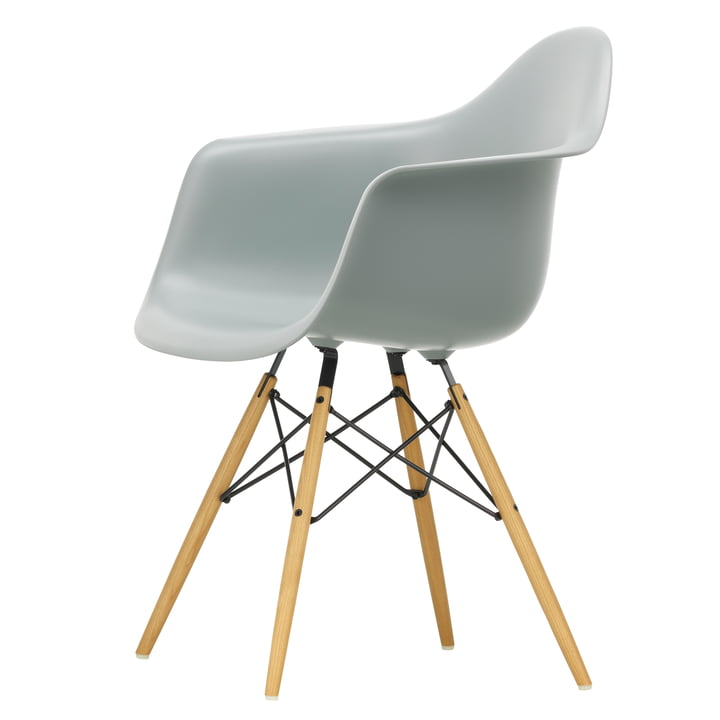 Eames Plastic Armchair DAW by Vitra in maple yellowish / light grey