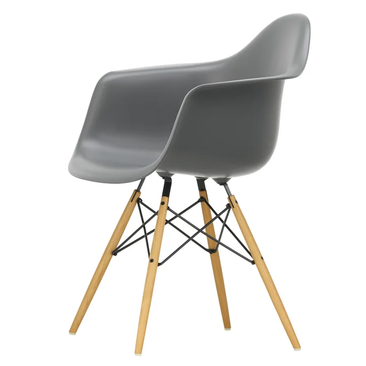 Eames Plastic Armchair DAW from Vitra in yellowish maple / granite gray