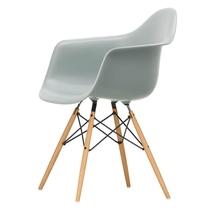 Eames Plastic Armchair DAW from Vitra in ash honey color / light grey