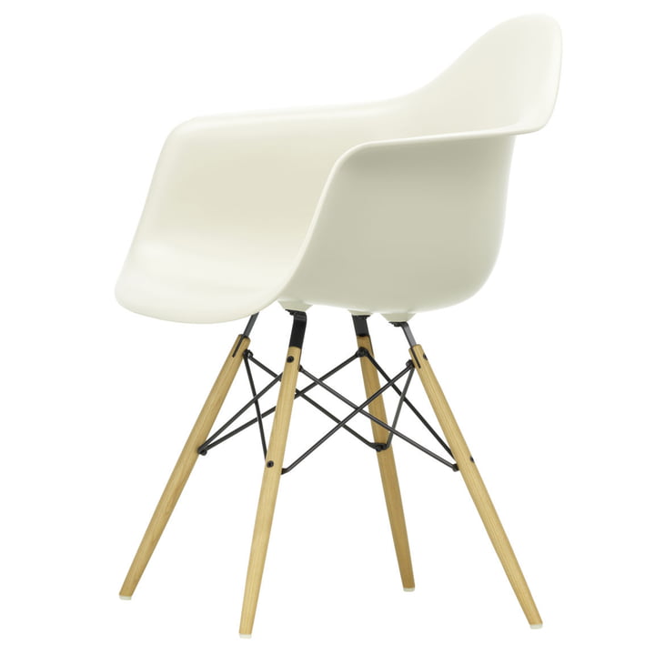 Eames Plastic Armchair DAW by Vitra in ash honey coloured / pebble stone