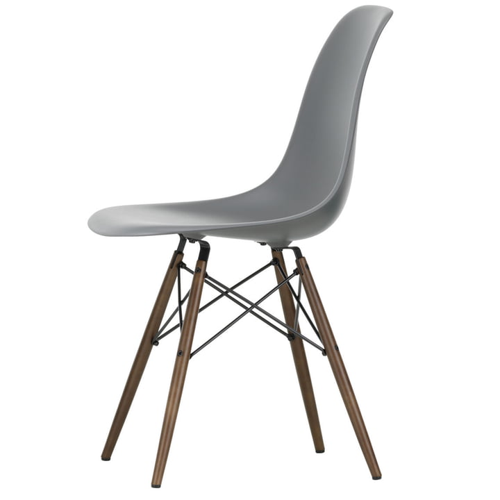 Eames Plastic Side Chair DSW by Vitra in maple dark / granite grey