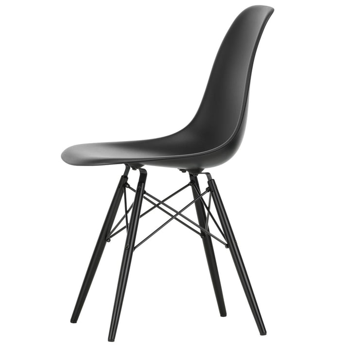 Eames Plastic Side Chair DSW by Vitra in maple black / deep black