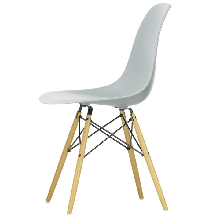 Eames Plastic Side Chair DSW by Vitra in maple yellowish / light grey