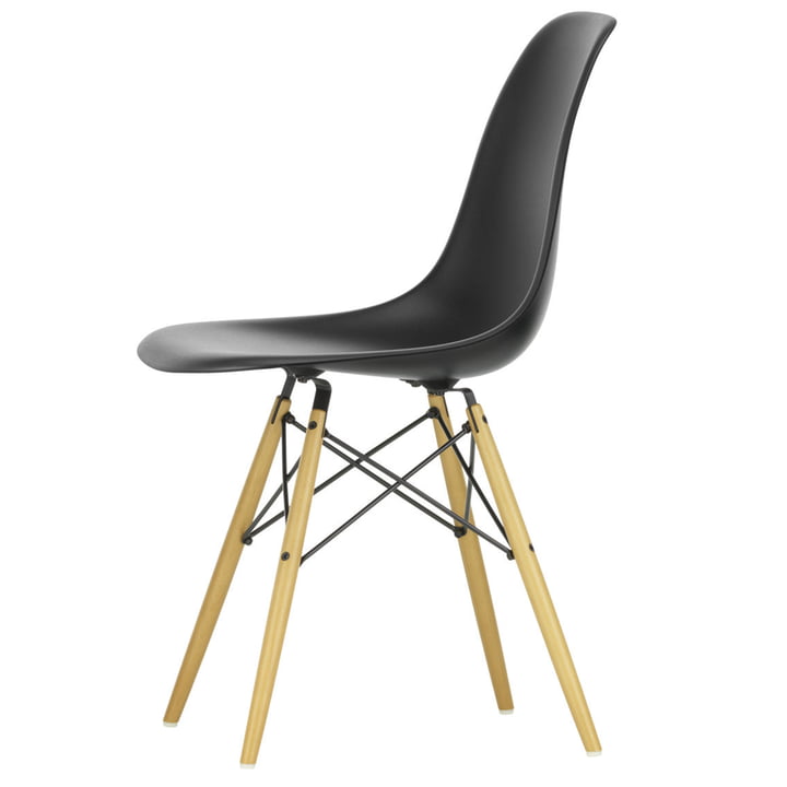 Eames Plastic Side Chair DSW by Vitra in maple yellowish / deep black