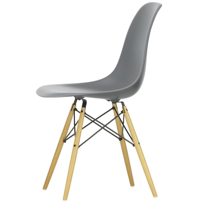 Eames Plastic Side Chair DSW by Vitra in maple yellowish / granite grey