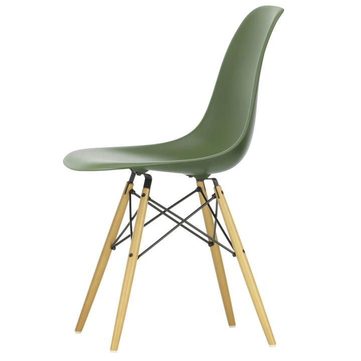 Eames Plastic Side Chair DSW by Vitra in maple yellowish / forest