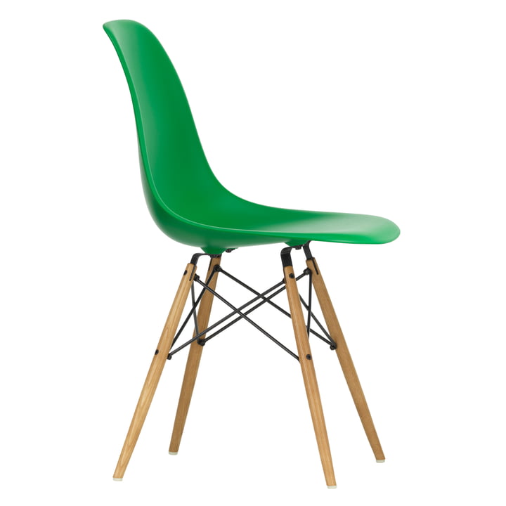 Eames Plastic Side Chair DSW by Vitra in maple yellowish / green