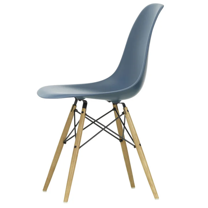 Eames Plastic Side Chair DSW by Vitra in ash honey / sea blue