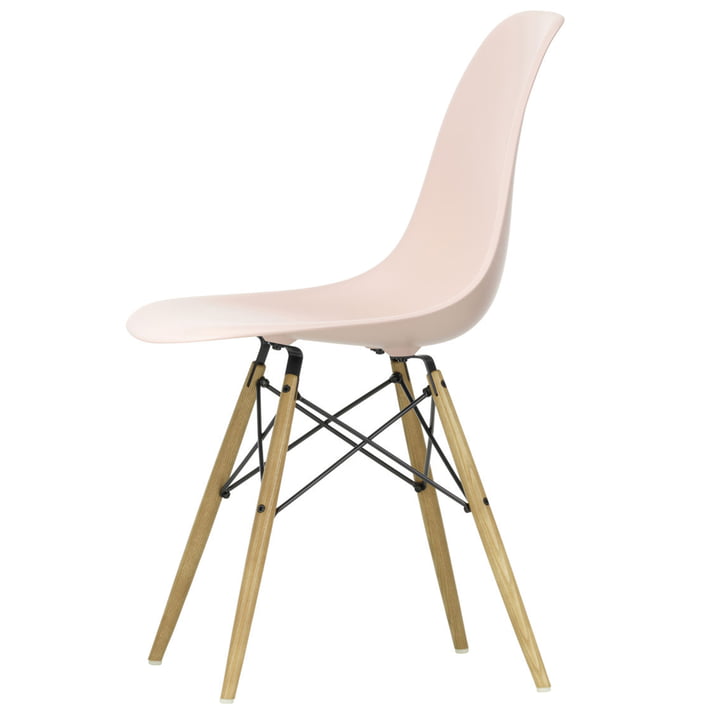 Eames Plastic Side Chair DSW by Vitra in ash honey coloured / soft pink