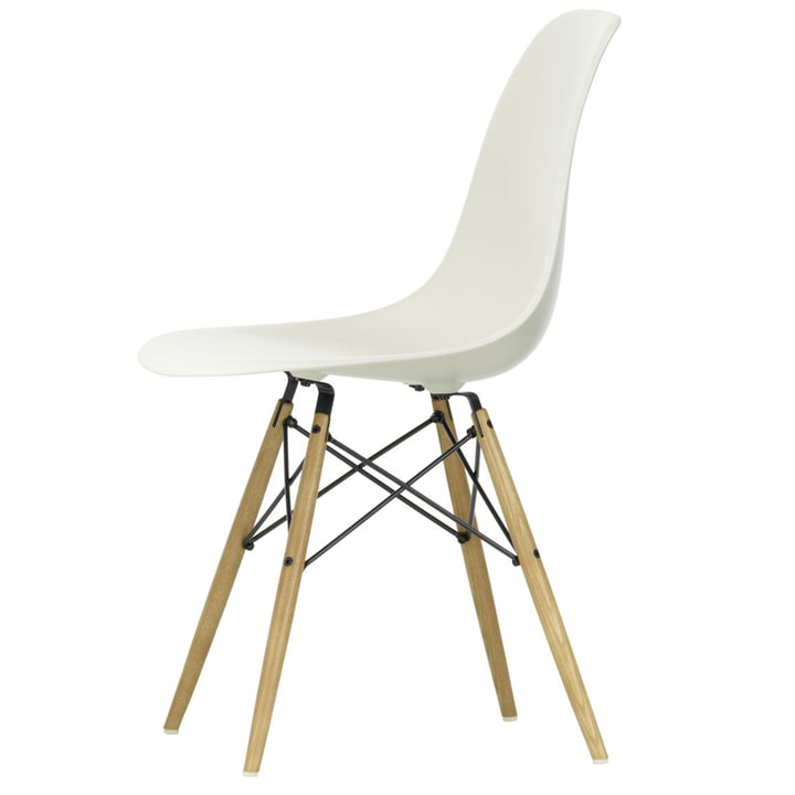 Eames Plastic Side Chair DSW by Vitra in ash honey coloured / pebble stone