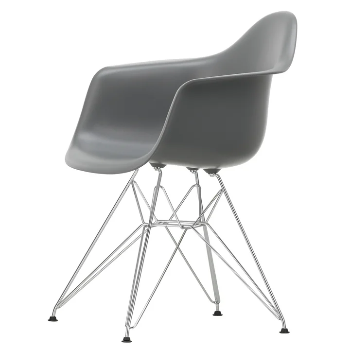 Eames Plastic Armchair DAR from Vitra in chrome-plated / granite gray