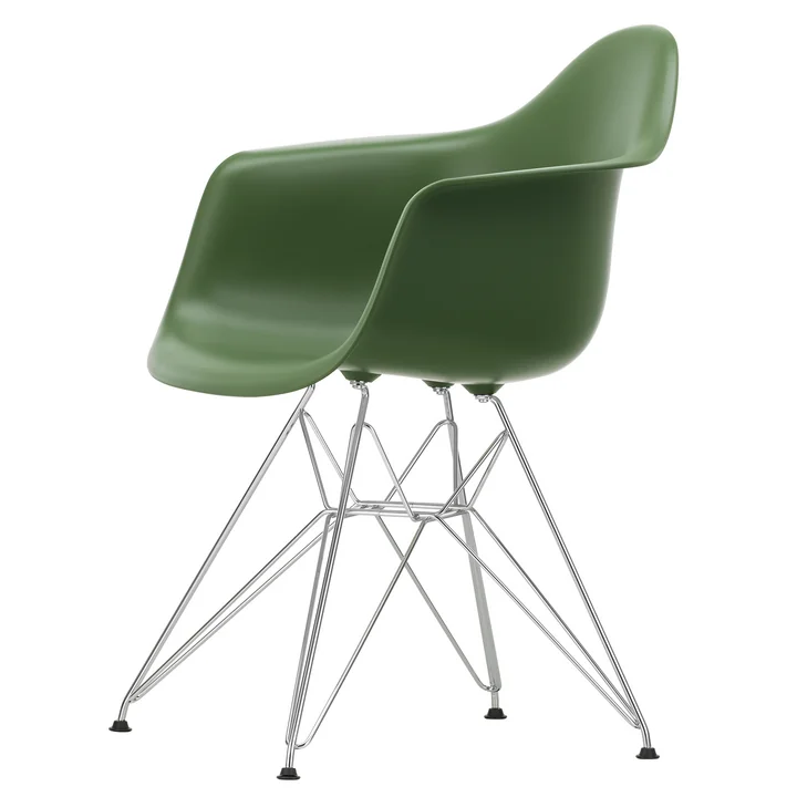 Eames Plastic Armchair DAR from Vitra in chrome-plated / forest
