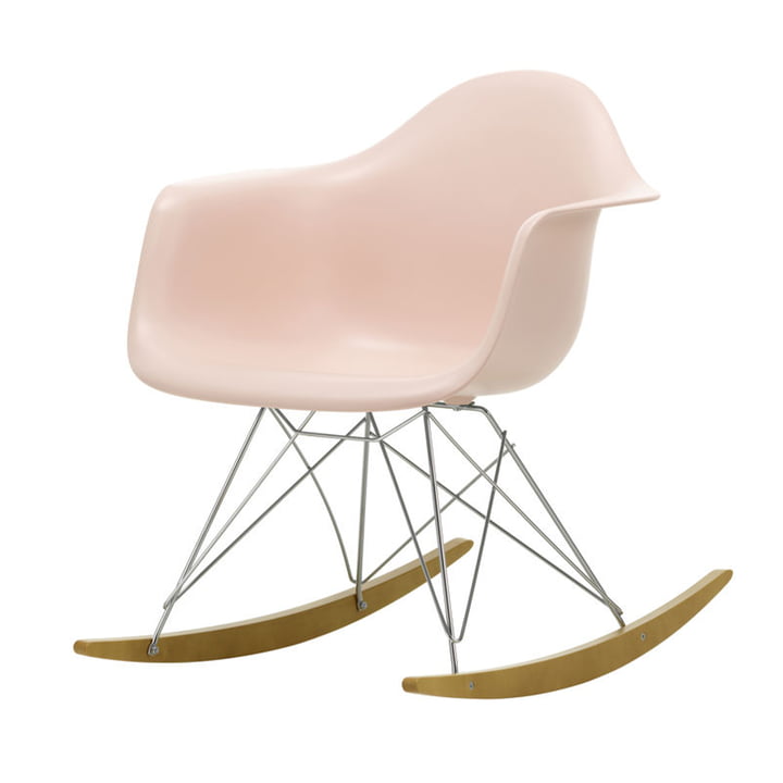 Eames Plastic Armchair RAR from Vitra in yellowish maple / chrome / pale pink