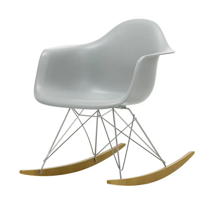 Eames Plastic Armchair RAR from Vitra in yellowish maple / chrome / light gray