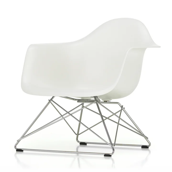 Eames Plastic Armchair LAR from Vitra in chrome / white