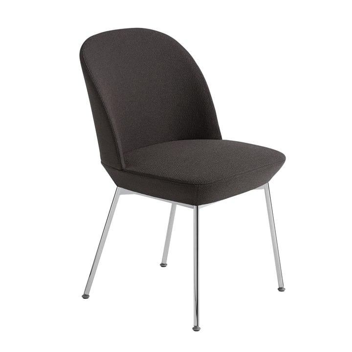 Oslo Side Chair in chrome / dark grey (Ocean 50) by Muuto 