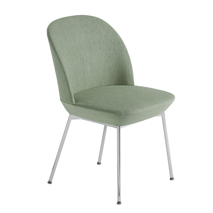 Oslo Side Chair in chrome / light green (Still 941) by Muuto 