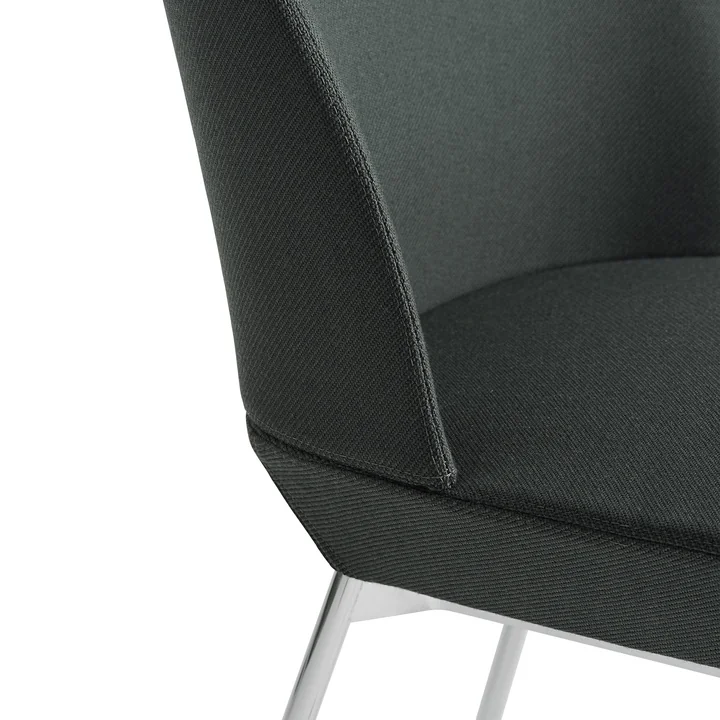 Oslo Side Chair in chrome / dark grey green (Twill Weave 990) by Muuto in detail