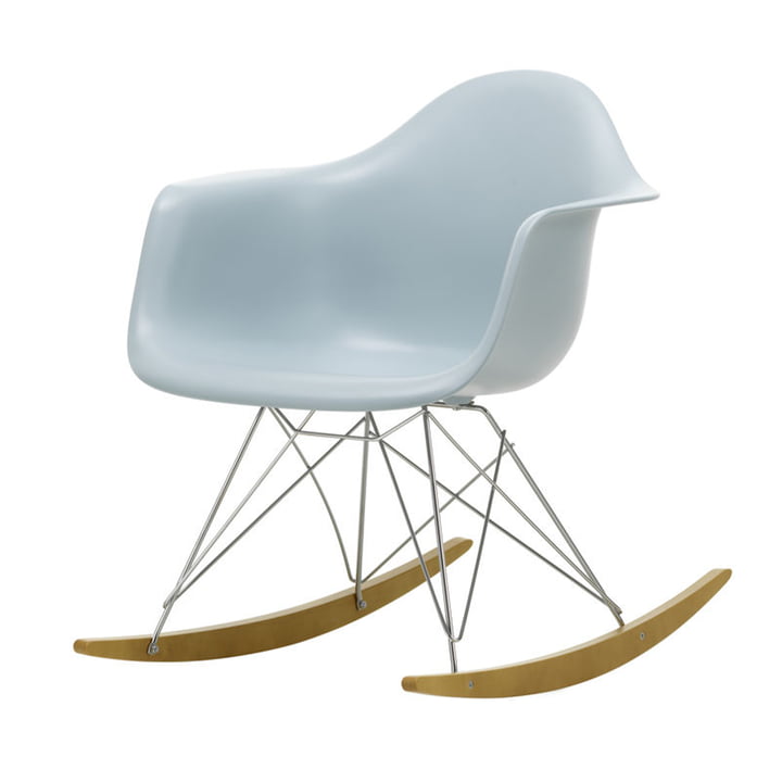 Eames Plastic Armchair RAR in maple yellowish / chrome / ice grey (seat height: 37 cm) from Vitra