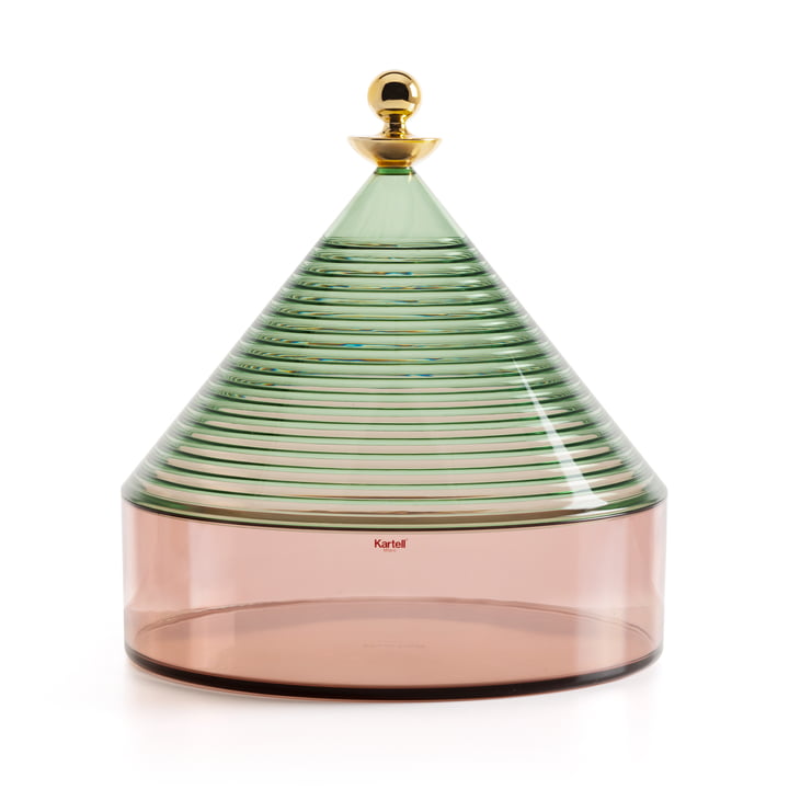 Trullo storage container from Kartell in sage green / rose