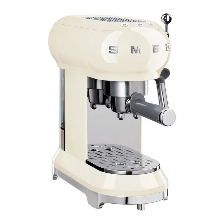 Espresso coffee maker with portafilter ECF01 in cream by Smeg