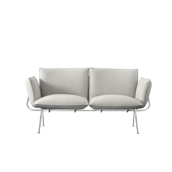 Officina 2-seater sofa, galvanized frame / cover light grey (Divina Melange 120) by Magis 