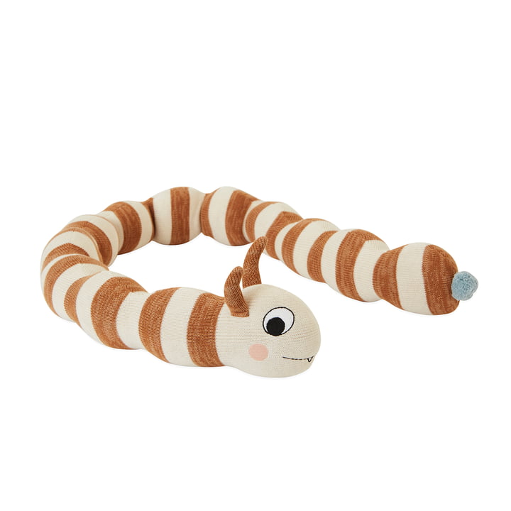 Leo Larva bed snake L 140 cm in offwhite / caramel by OYOY