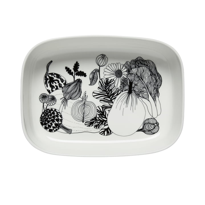 Oiva Siirtolapuutarha Serving bowl 20.5 x 28 cm from Marimekko in white / black