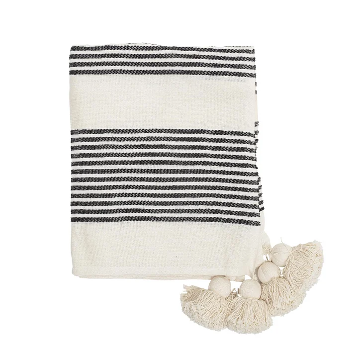 blanket with tassels 150 x 125 cm from Bloomingville in black