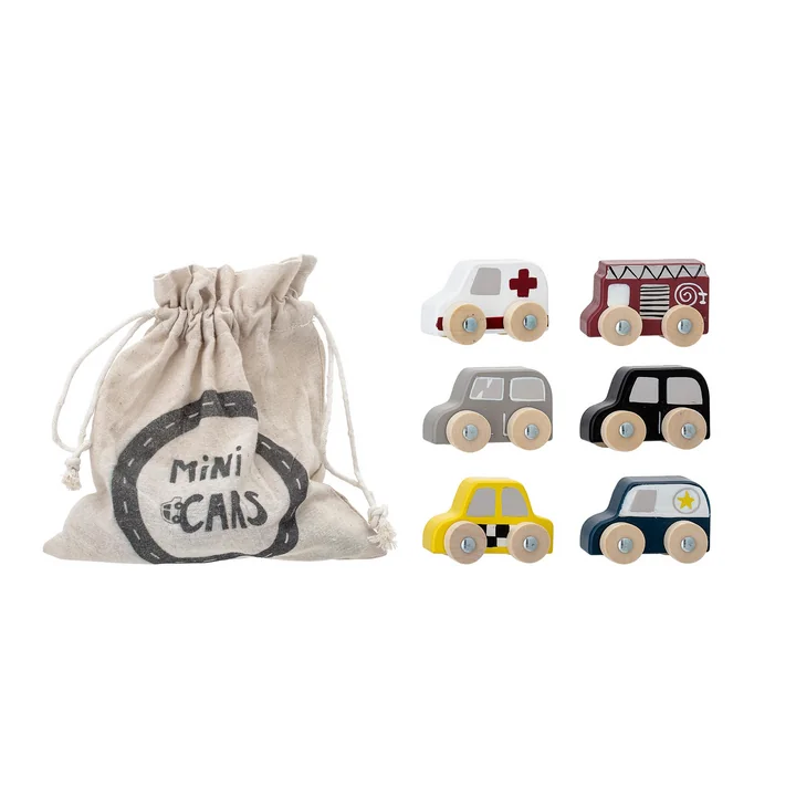 Wooden vehicles from Bloomingville in multi-color (set of 6)