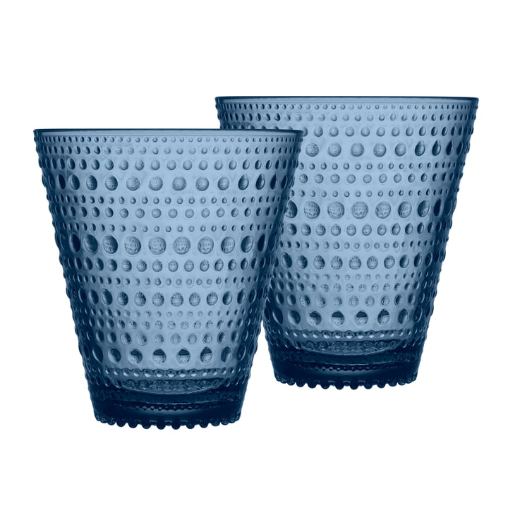 Kastehelmi Drinking glass 30 cl (set of 2) from Iittala in rain blue