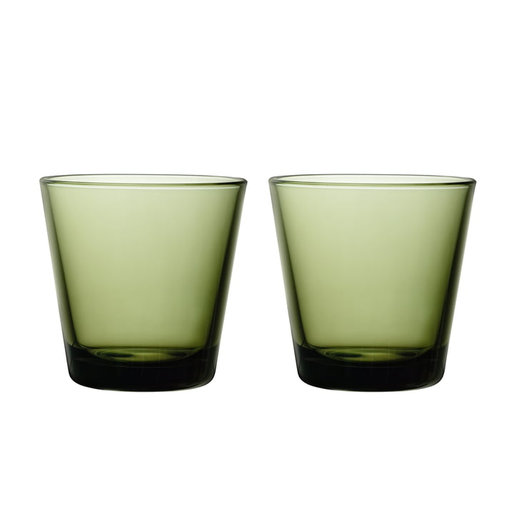 Kartio Drinking glass 21 cl (set of 2) from Iittala in moss green
