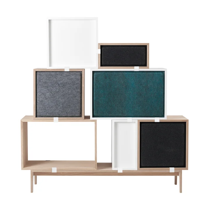 Stacked Acoustic Panel from Muuto integrated into the shelf