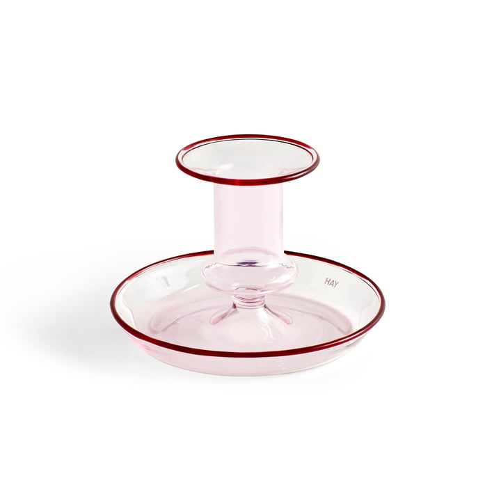 Flare candle holder, Ø 11 x H 7,5 cm in pink by Hay