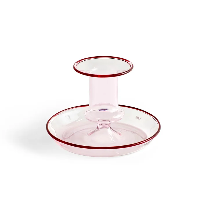 Flare Candlestick, Ø 11 x H 7,5 cm in pink from HAY