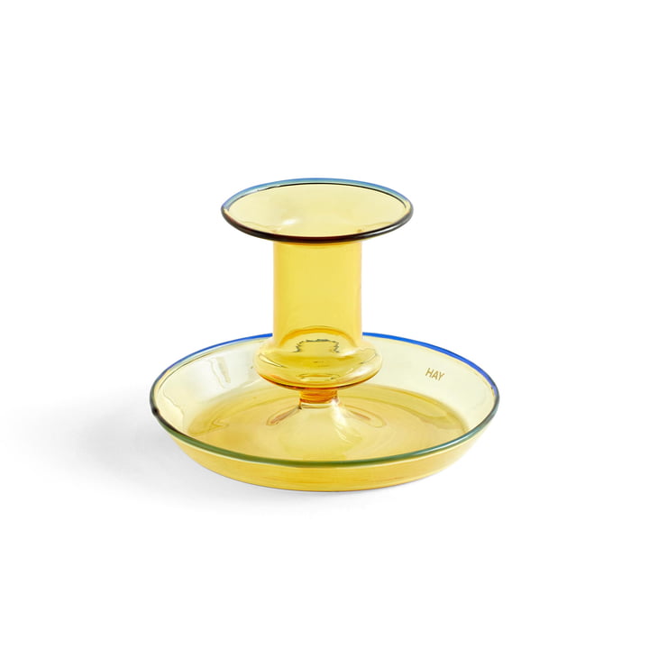 Flare candle holder, Ø 11 x H 7,5 cm in yellow by Hay