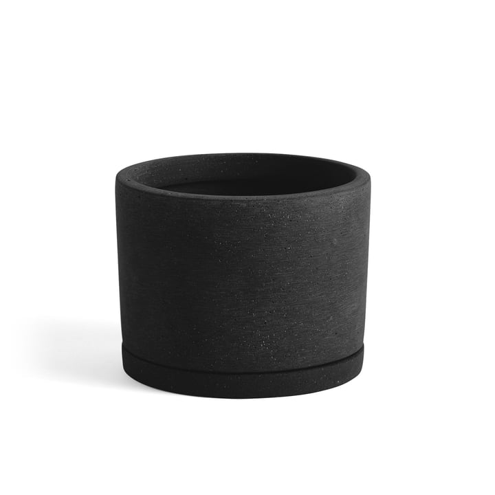 Flowerpot with saucer cylindrical L, Ø 20 x H 14.5 cm in black by Hay