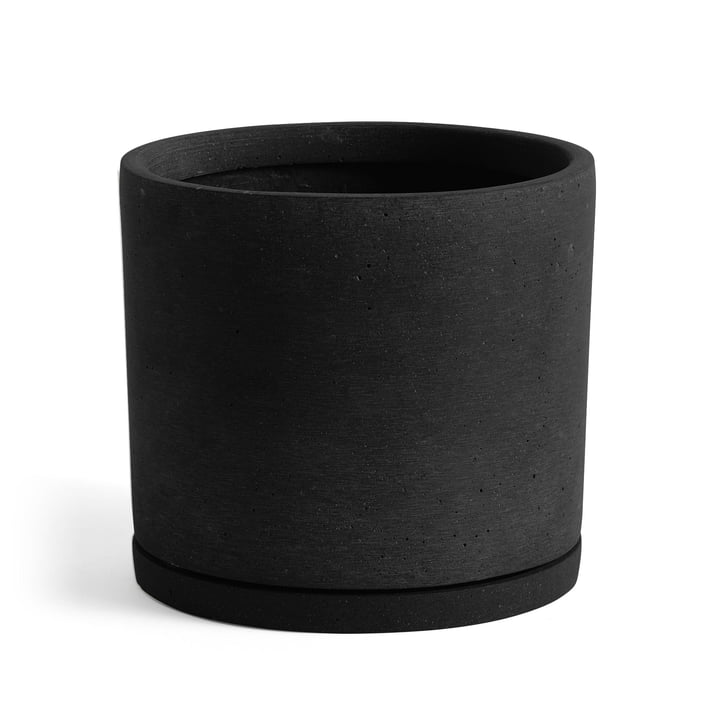 Flowerpot with coaster cylindrical XXL, Ø 24 x H 21,5 cm in black from Hay