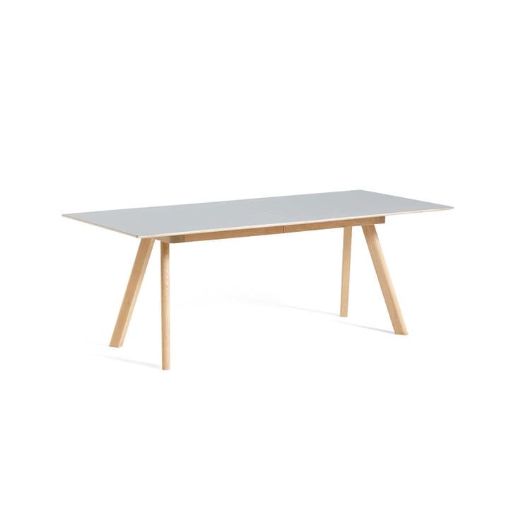Copenhague CPH30 extendable dining table, L 160/310 x W 80 x H 74 cm, matt lacquered oak / grey linoleum from Hay