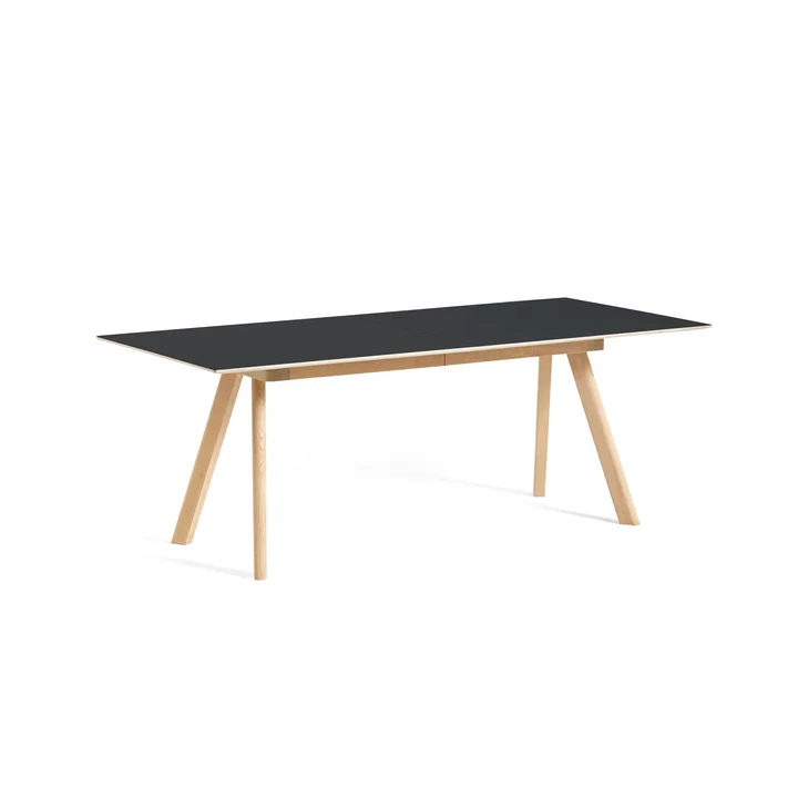 Copenhague CPH30 Extendable dining table, L 160/310 x W 80 x H 74 cm, matt lacquered oak / black linoleum by HAY