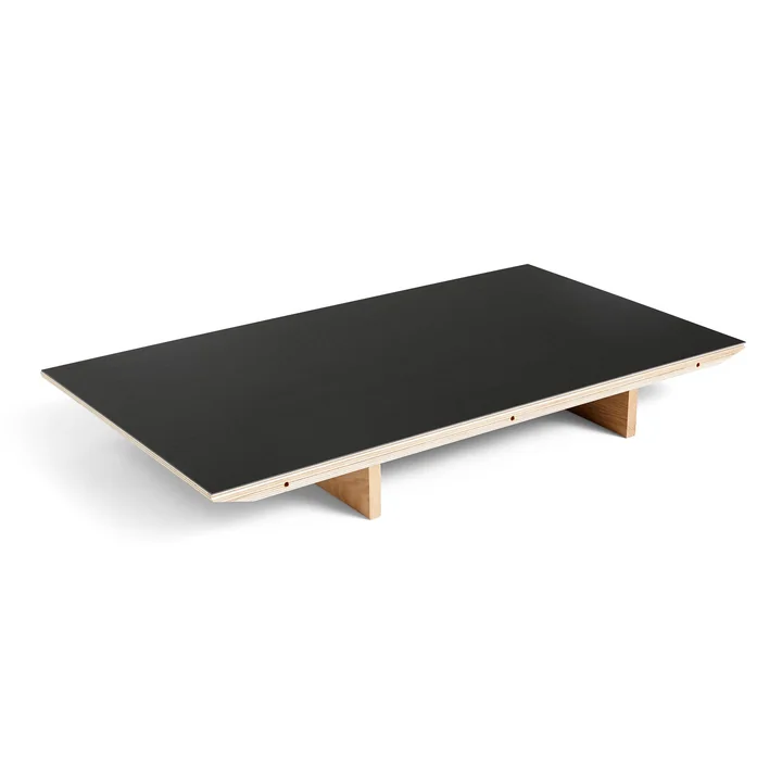 Inlay top for CPH30 extendable dining table, 50 x 80 cm, surface: black linoleum / edge: matt lacquered plywood by HAY
