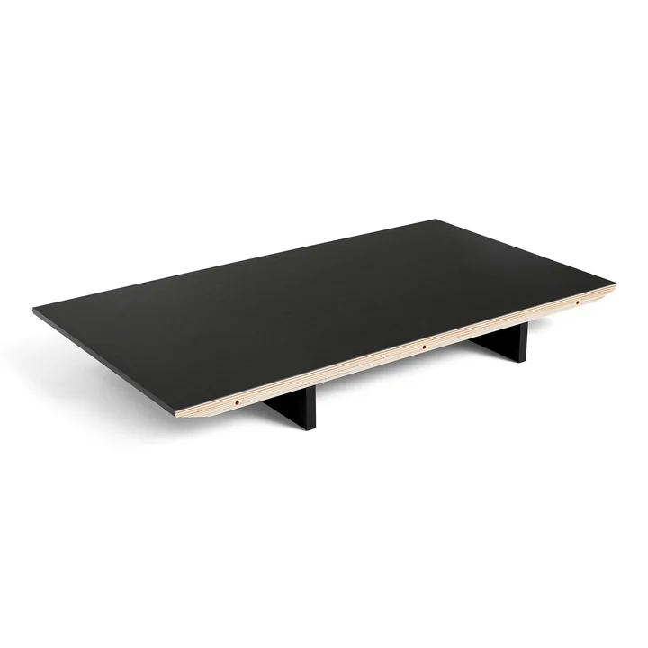 Inlay top for CPH30 extendable dining table, 50 x 80 cm, surface: black linoleum / edge: black stained plywood by HAY