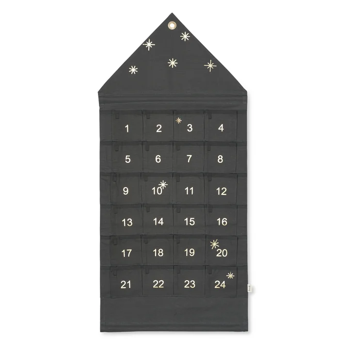 House advent calendar from Ferm Living in wide / dark green