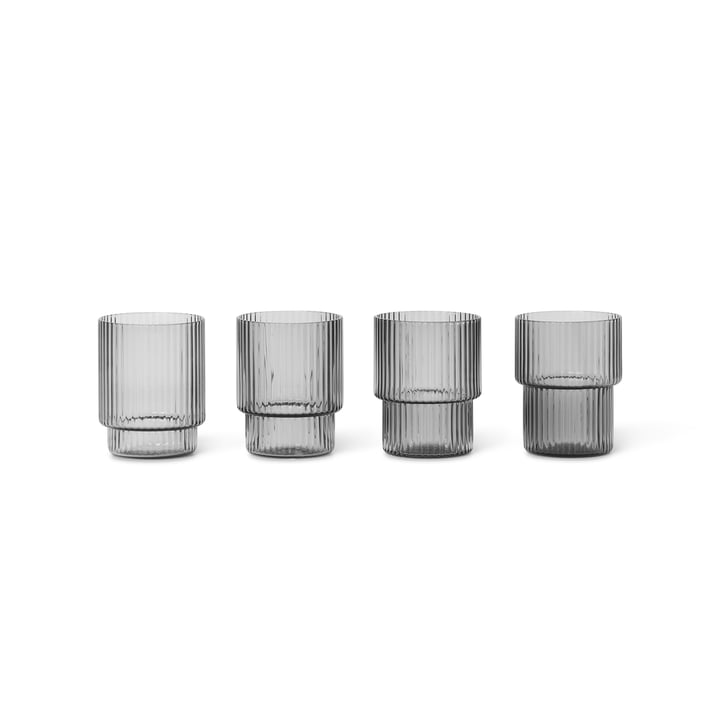Ripple Drinking glass small, smoked grey (set of 4) by ferm Living