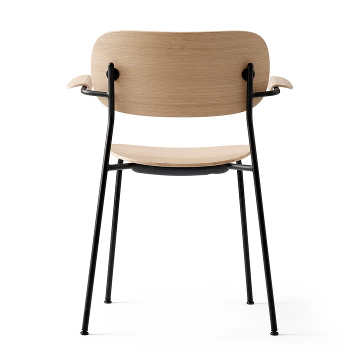Co Dining Chair with armrests, black / natural oak from Audo in the rear view