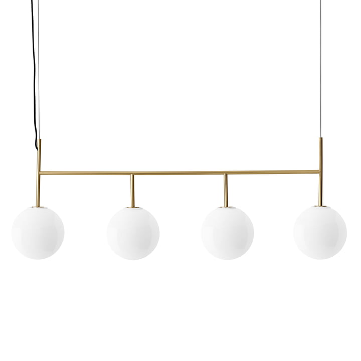 TR pendant lamp with suspension frame (4-light) from Audo in brass / illuminant shiny opal