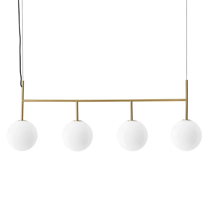 TR pendant light with suspension frame (4-light) from Audo in brass / light source shiny opal