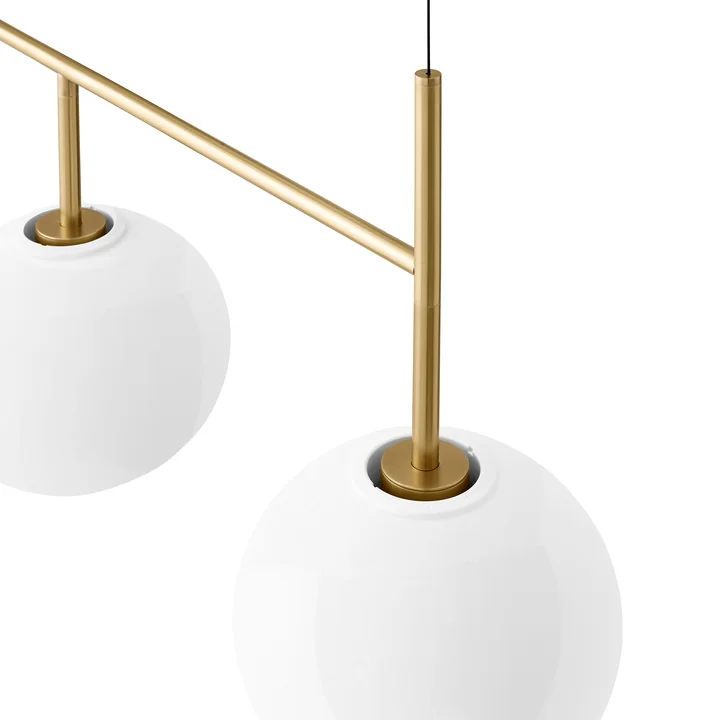 TR pendant light with suspension frame (4-light) from Audo in brass / light source shiny opal