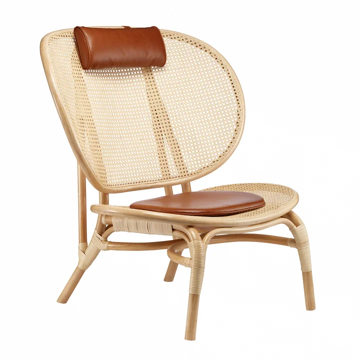 Nomad Lounge Chair by Norr11 in nature / cognac