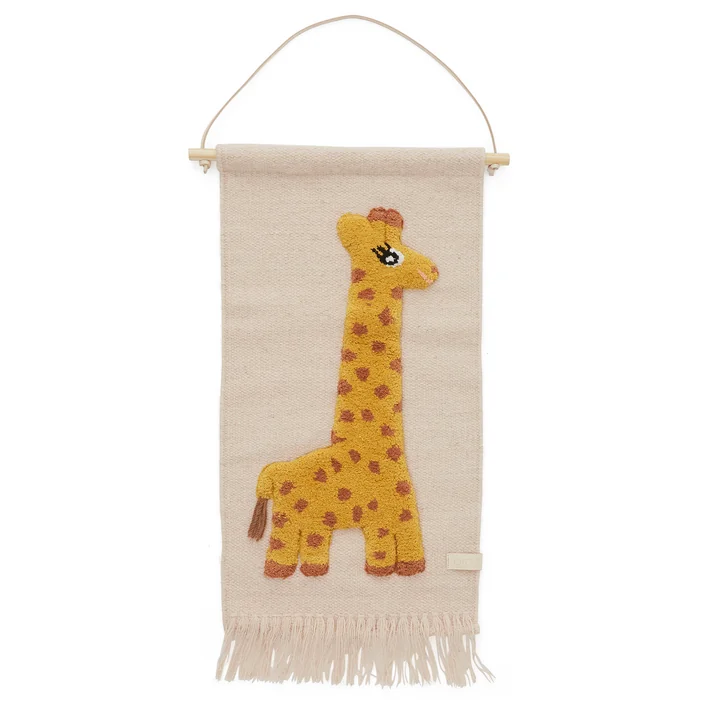Children's tapestry with animal motif, giraffe / rose by OYOY
